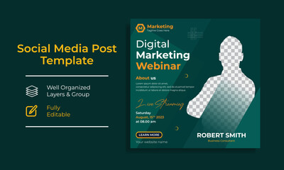 Corporate Digital Marketing Training Course Social Media post template vector premium 