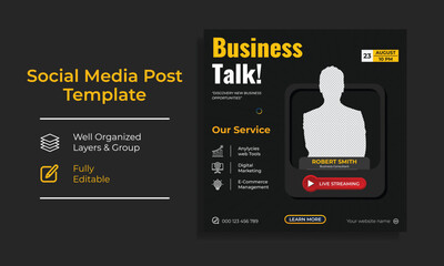 Corporate Digital Marketing Training Course Social Media post template vector premium 