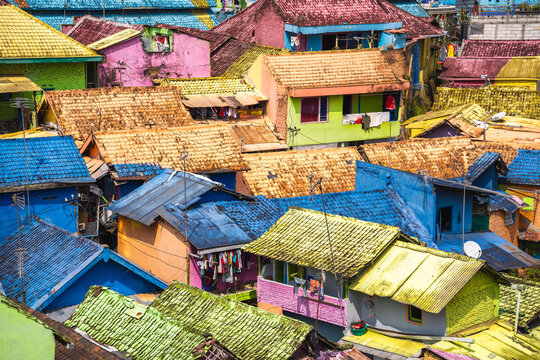 View of Kampung Jodipan, the Village of Color in Malang, Indonesia
