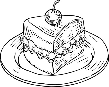 recommend clip art: Cake Slice Vintage Retro Woodcut Style
