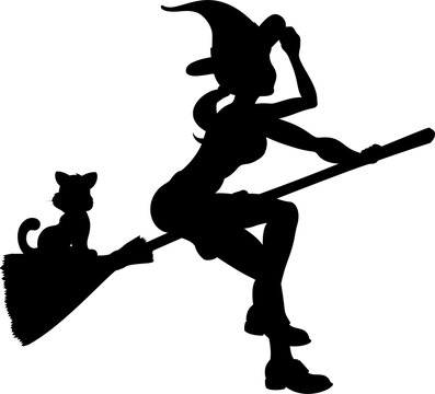 recommend clip art: Silhouette Halloween Witch Flying On Broomstick