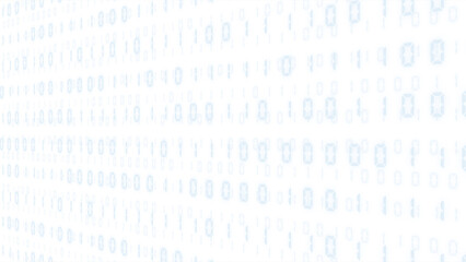 Random 0 and 1 binary code 3D background (light blue on white background)