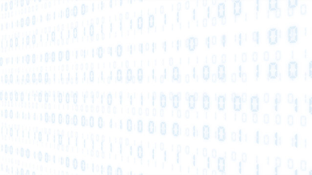 Random 0 and 1 binary code 3D background (light blue on white background)