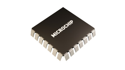 3D perspective square microchip black with font in the transparent background 