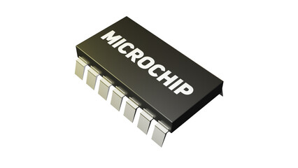 3D perspective rectangle microchip black with font in the transparent background 