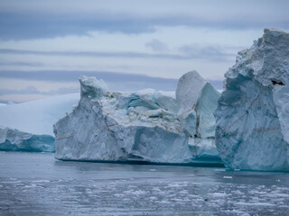 Awe-inspiring icy landscapes at the mouth of the Icefjord glacier (Sermeq Kujalleq), one of the...