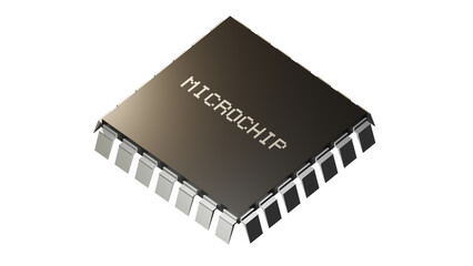 3D orthographic square microchip black with digital font style in the transparent background