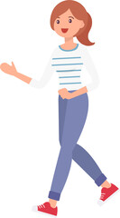 Cute cartoon people female woman character greeting with smile