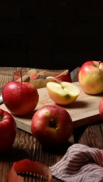 Turning Red Appl on a chopping board  - autumn mood