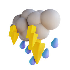3D illustration heavy rain with lightning