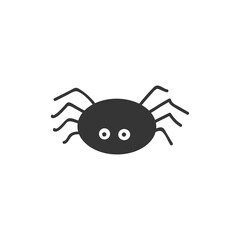 Spider vector illustration. Cute hand drawn spider. Small spider in flat style. White isolated background. Children's illustration.