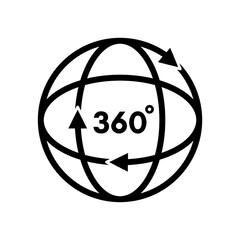 360 degrees angel sign. simple icon ful rotation.