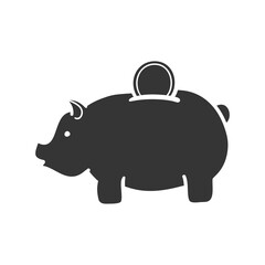 Piggy Bank Icon Silhouette Illustration. Savings Vector Graphic Pictogram Symbol Clip Art. Doodle Sketch Black Sign.