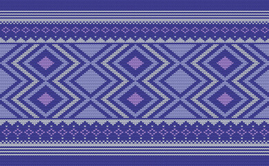 White and Purple Embroidery Pattern, Knitted Template Background, Vector Graphic Diagonal texture