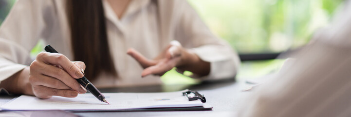 Coworker business concept, Businesswoman discussing about project of business together in office