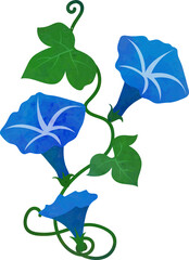 Water color texture botanic garden plant blue morning glory flower