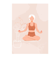 girl sports yoga plants healthy lifestyle pastel colors