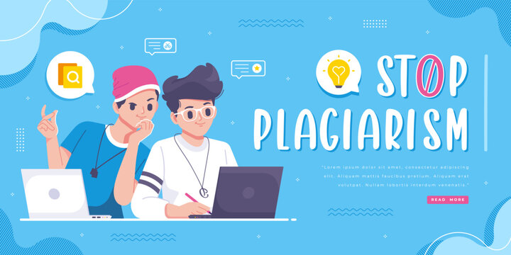 stop plagiarism concept banner background