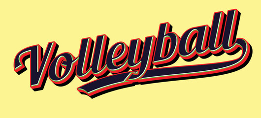 Volleyball retro font.Volleyball vintage font.Volleyball Word Retro.