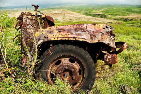 old abandoned and rusty truck on Maui.