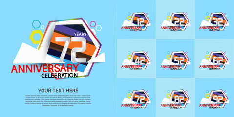 set of anniversary with colorful color can be use for celebration moment