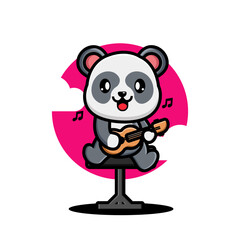 Cute panda playing guitar