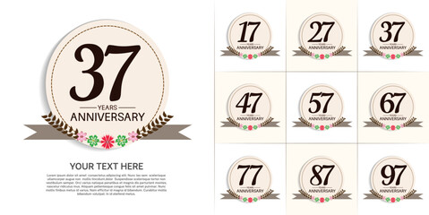 set of anniversary with vintage theme can be use for celebration moment