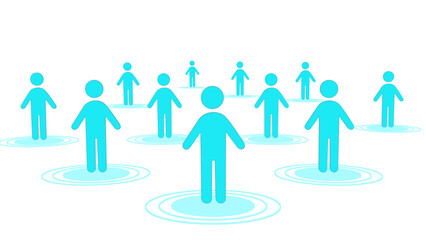 人のアイコンが並ぶ背景　　　 
白背景　アイコン水色
