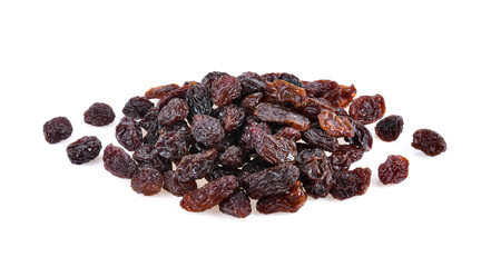 Raisins isolated on white background.