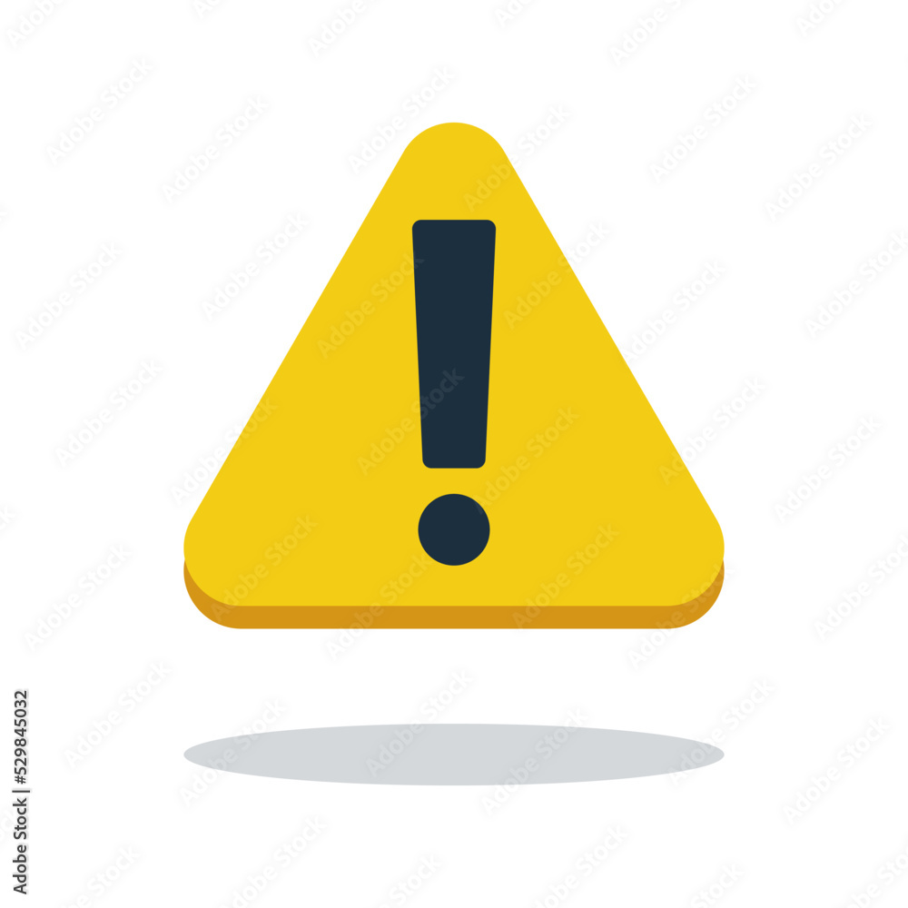 Poster flat design caution symbol and shadow. vector.
