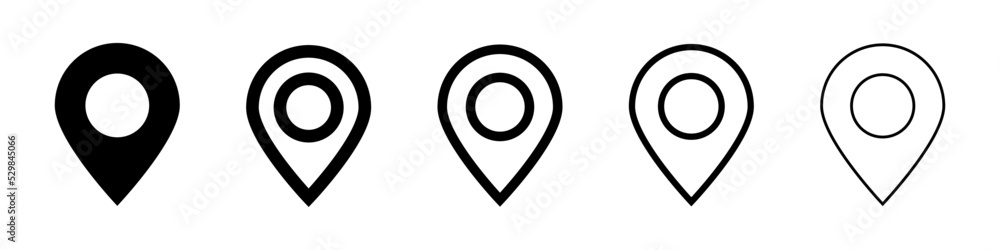 Poster map pin icon set. map location. marker of current location. vector.