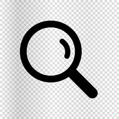 Magnifying glass icon isolated on transparent background. Search and research. Inspection. Vector.