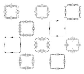 Frame border ornament. Calligraphic text divider, border, separator decor design. Antique vintage victorian elegant decoration element. Filigree frame ornament line. Hand drawn vector illustration