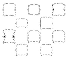 Fototapeta premium Frame border ornament. Calligraphic text divider, border, separator decor design. Antique vintage victorian elegant decoration element. Filigree frame ornament line. Hand drawn vector illustration