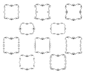 Fototapeta premium Frame border ornament. Calligraphic text divider, border, separator decor design. Antique vintage victorian elegant decoration element. Filigree frame ornament line. Hand drawn vector illustration