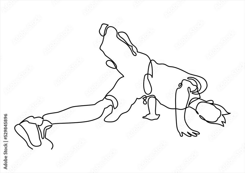 Poster break dancer-continuous line drawing
