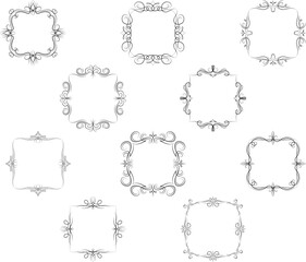 Frame border ornament. Calligraphic text divider, border, separator decor design. Antique vintage victorian elegant decoration element. Filigree frame ornament line. Hand drawn vector illustration