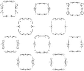 Frame border ornament. Calligraphic text divider, border, separator decor design. Antique vintage victorian elegant decoration element. Filigree frame ornament line. Hand drawn vector illustration