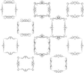 Frame border ornament. Calligraphic text divider, border, separator decor design. Antique vintage victorian elegant decoration element. Filigree frame ornament line. Hand drawn vector illustration