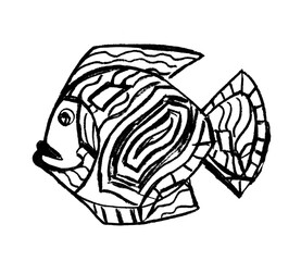 Decorative black fish on a white background