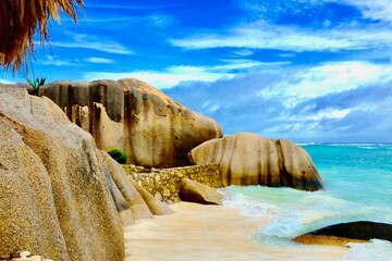 Wunderschöne Aufnahme auf der Insel La Digue Seychellen Afrika
