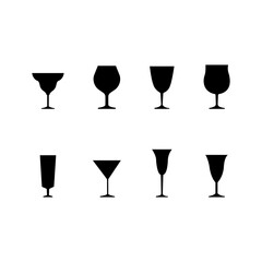 Collection of illustrations of glasses. Alcohol.