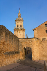 Obraz premium View of the medieval village of Burgo de Osma, the walls and the cathedral tower, Soria, Castilla y León, Spain.