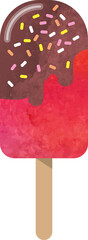 Colorful cute watercolor texture food dessert popsicle