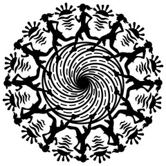 Sports mandala. Girl jogging, cross, marathon, sportswoman