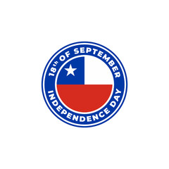 Chile Circle Flag Logo Independence Day Vector Illustration
