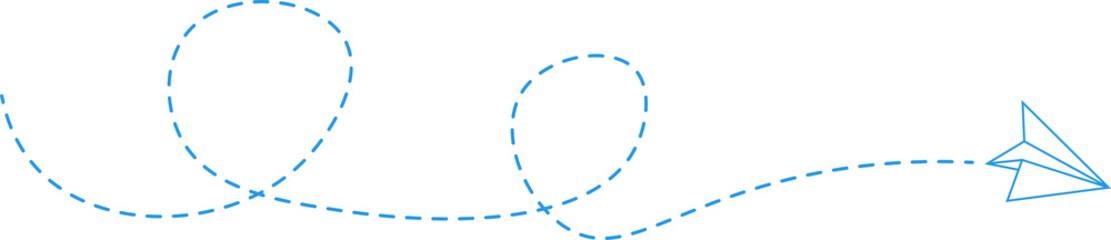 Obraz premium Dashed Line Paper Airplane Route