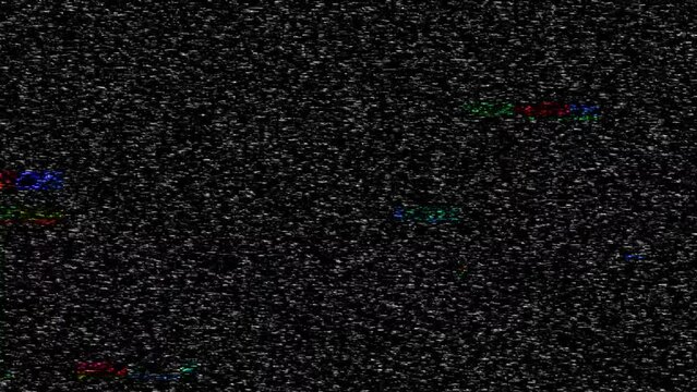 TV signal error, damaged video tape or VHS tape texture with random pixel noise. Glitch VHS distortion screen motion background of video glitch effect with static noise.