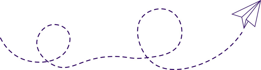 Naklejka premium Dashed Line Paper Airplane Route