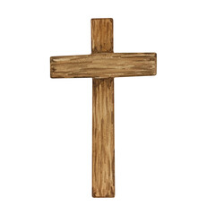 Watercolor illustration, wooden cross